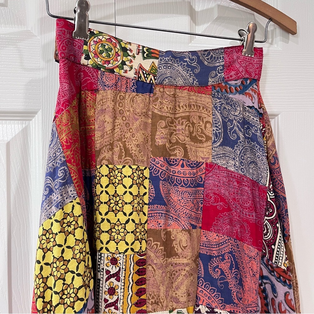 Vintage Handmade Patchwork Maxi Skirt Multicolor … - image 2